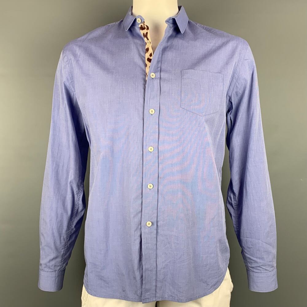 PS by PAUL SMITH Size L Blue Cotton One Peter Pan Collar Long Sleeve Shirt